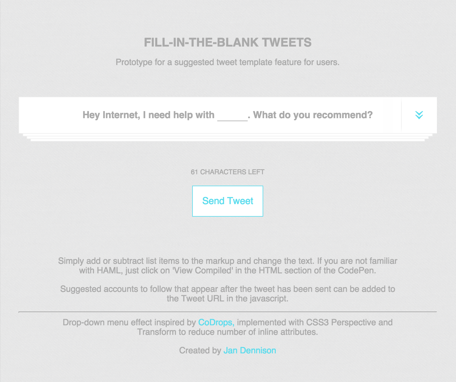 Sample of Fill-in-the-Blank Twitter App